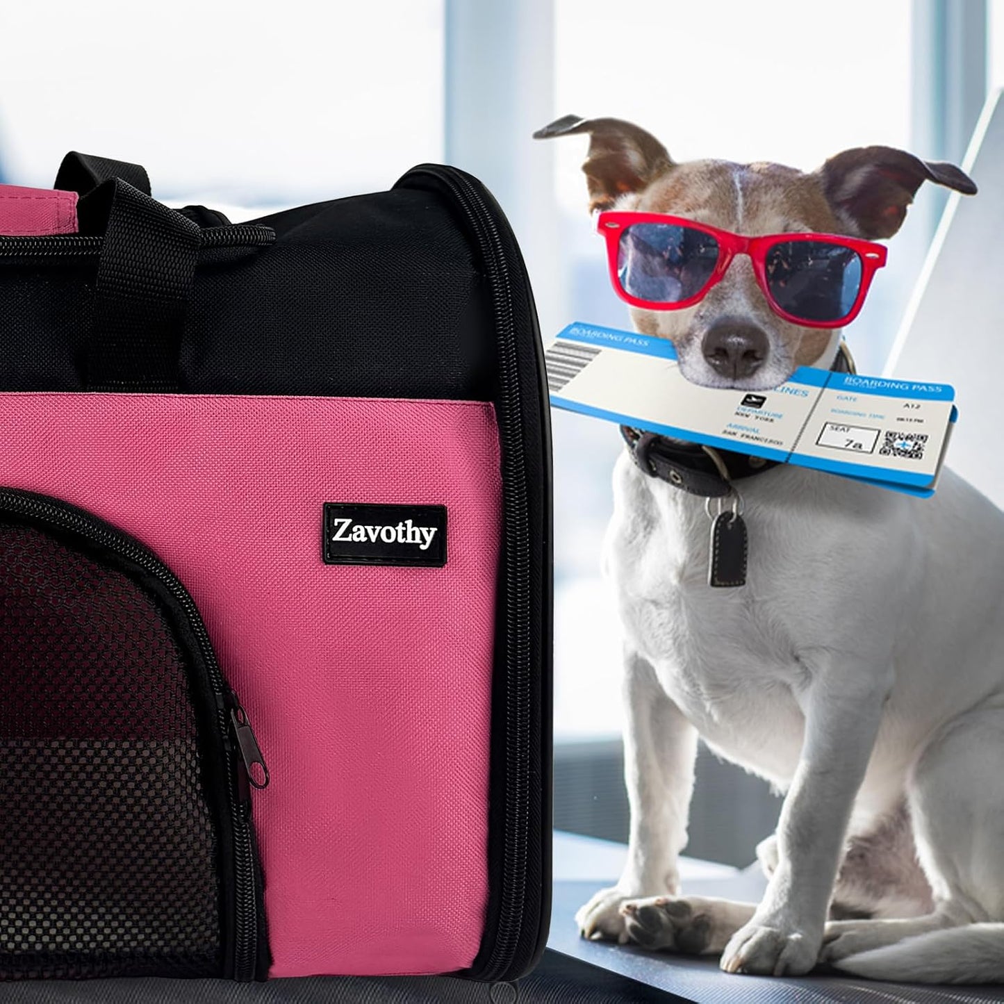 TSA Airline Approved Soft-Sided Pet Carrier for Small to Medium Cats and Puppies, up to 15 Lbs – Collapsible Travel Carrier for Dogs & Cats, Pink