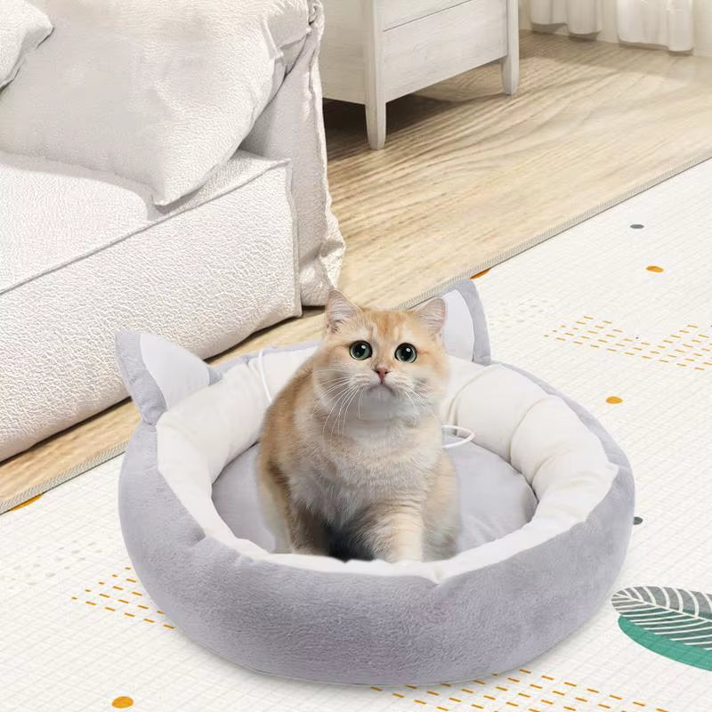 Soft Pet Bed Cats Cushion Bed with Cat Ear Design Breathable Cat Sleeping Mat Plush Dog Pet Nest for Small Medium Cats Dogs Pets