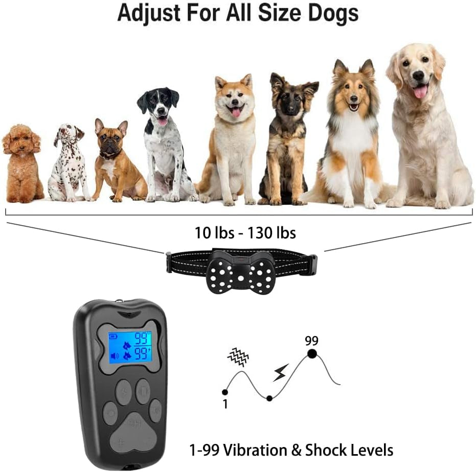 Dog Training Collar, 3000Ft Remote Range Shock E-Collar with Beep Vibration and Shock Training Modes, for Small Medium Large Dogs (Black)