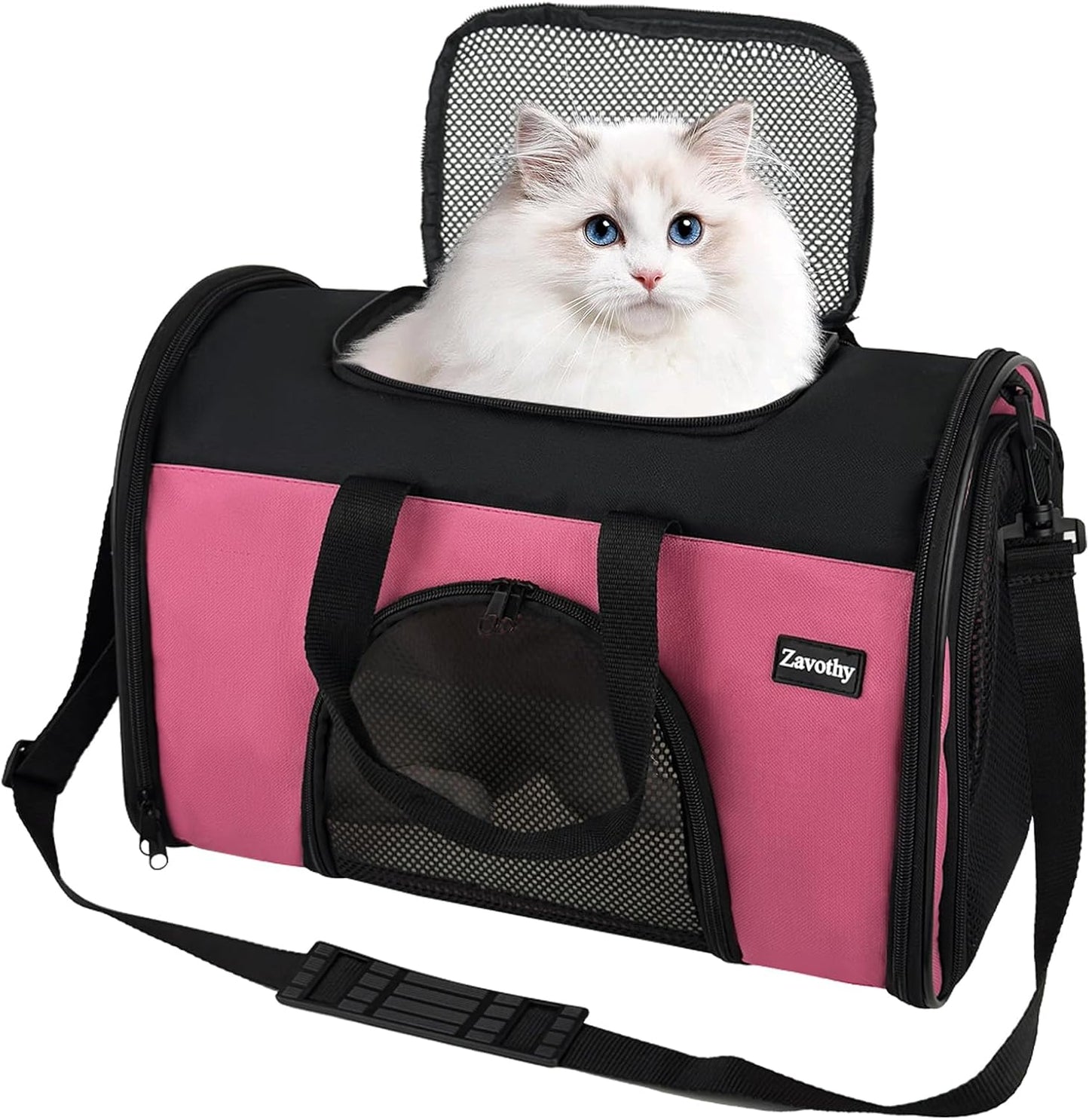 TSA Airline Approved Soft-Sided Pet Carrier for Small to Medium Cats and Puppies, up to 15 Lbs – Collapsible Travel Carrier for Dogs & Cats, Pink