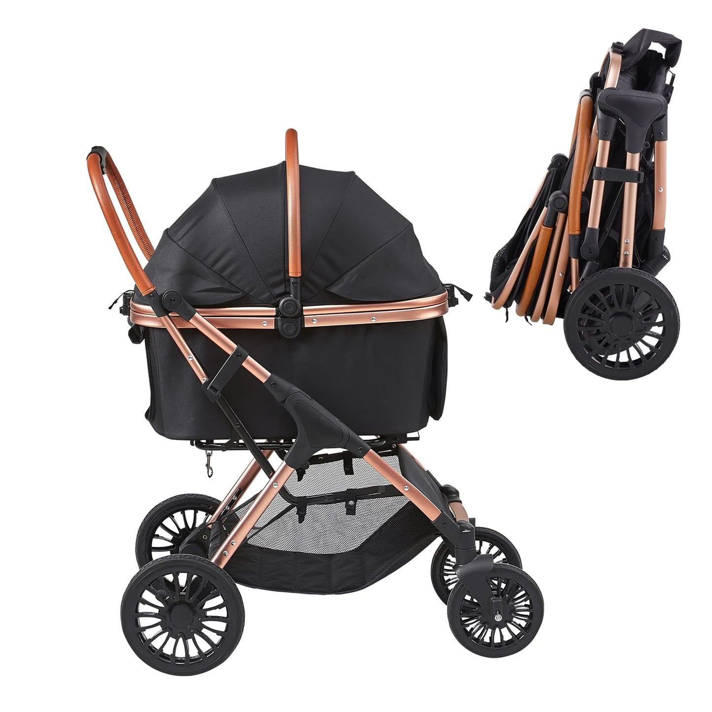 Pet Stroller 4 Wheels Dog Stroller with Brakes 66 Lbs Weight Capacity