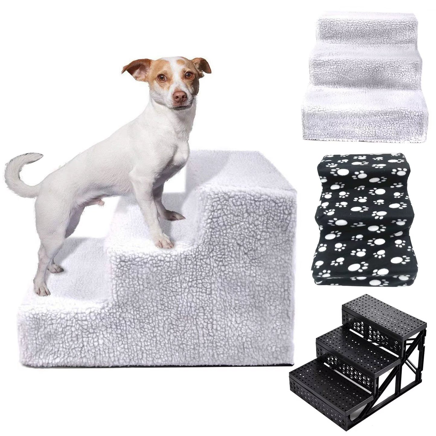 3 Steps Anti-Slip Plush Cloth Pet Stairs for Dog Cats Removable Dogs Bed Stairs Dog Stairs Pet Climbing Ladder Pet Products