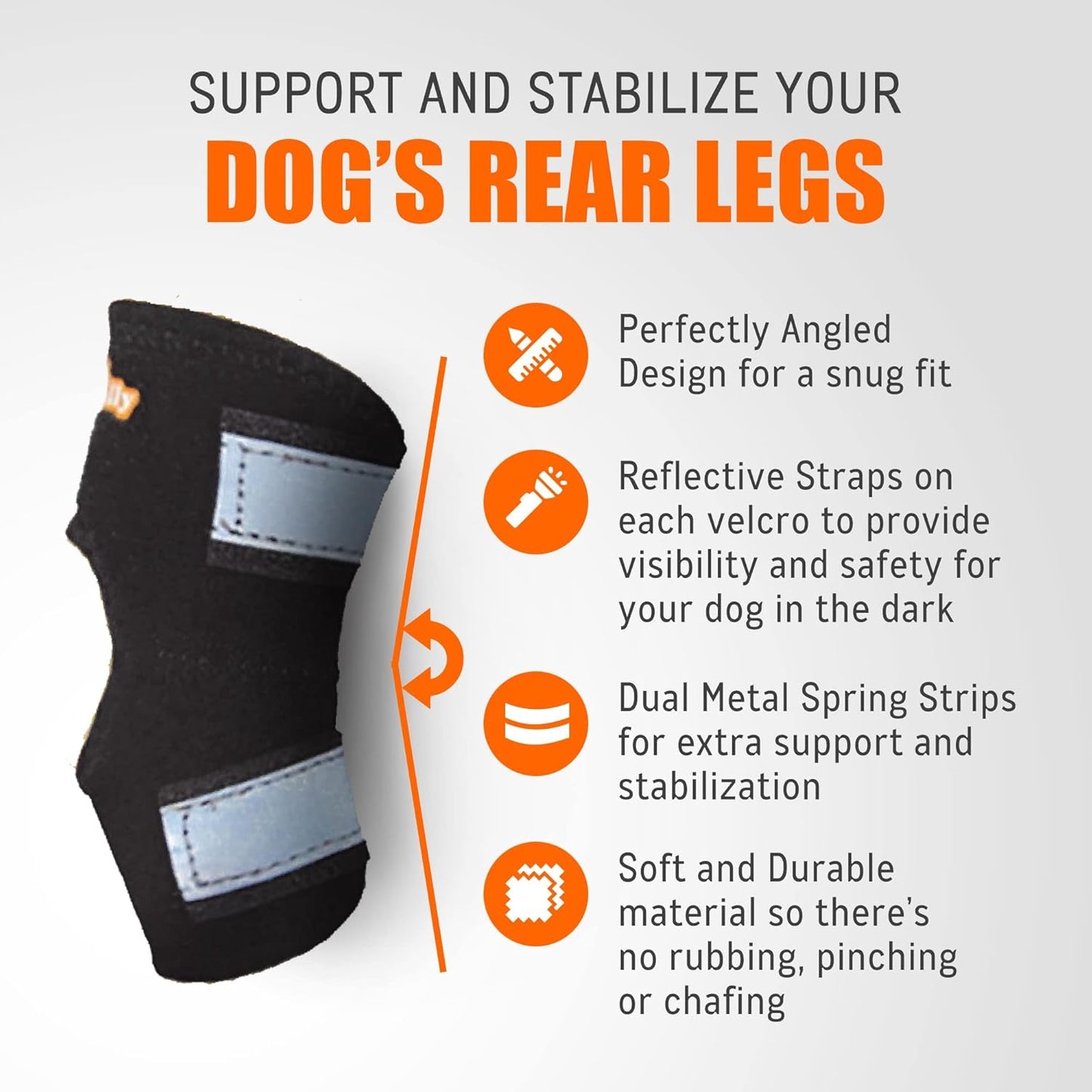 Rear Leg Hock Brace with Metal Spring Strips, Dog Leg Brace for Rear Leg, Hock and Ankle Support, Rear Dog Leg Brace for Smaller Dogs, Short Version, Xs, 1 Pair