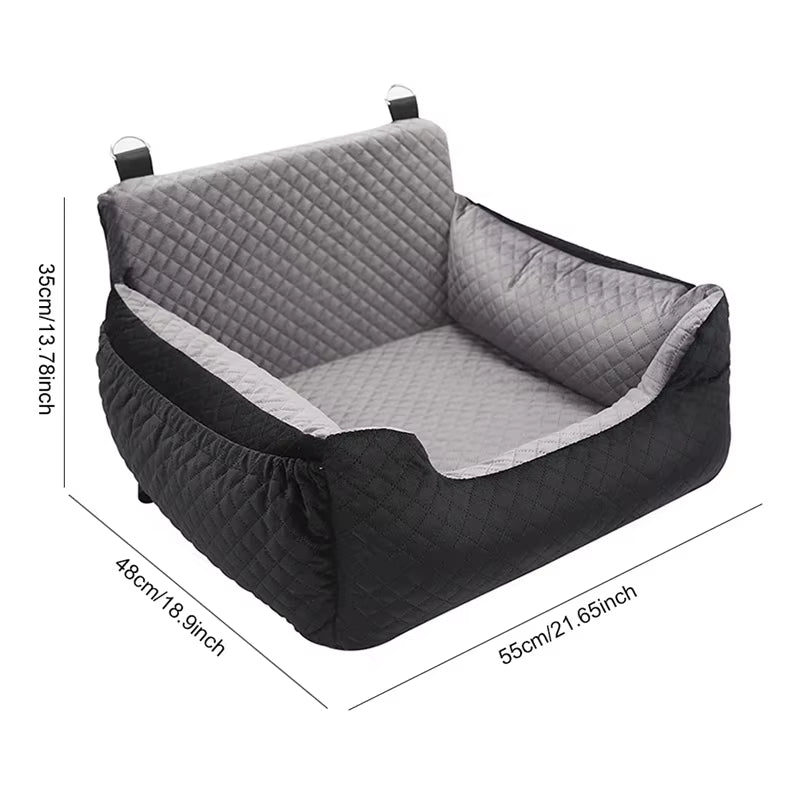 Dog Booster Seat with Storage Pocket Pet Car Seat Travel Bed Non-Slip Base Car SUV Seat Puppy Bed Soft Dog Car Seats Travel Bed