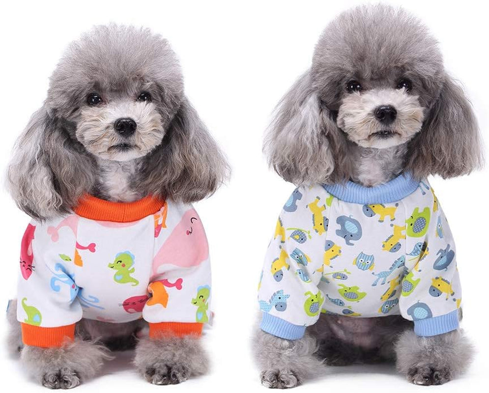 2-Pack Dog Clothes Dogs Cats Onesie Soft Dog Pajamas Cotton Puppy Rompers Pet Jumpsuits Cozy Bodysuits for Small Dogs and Cats