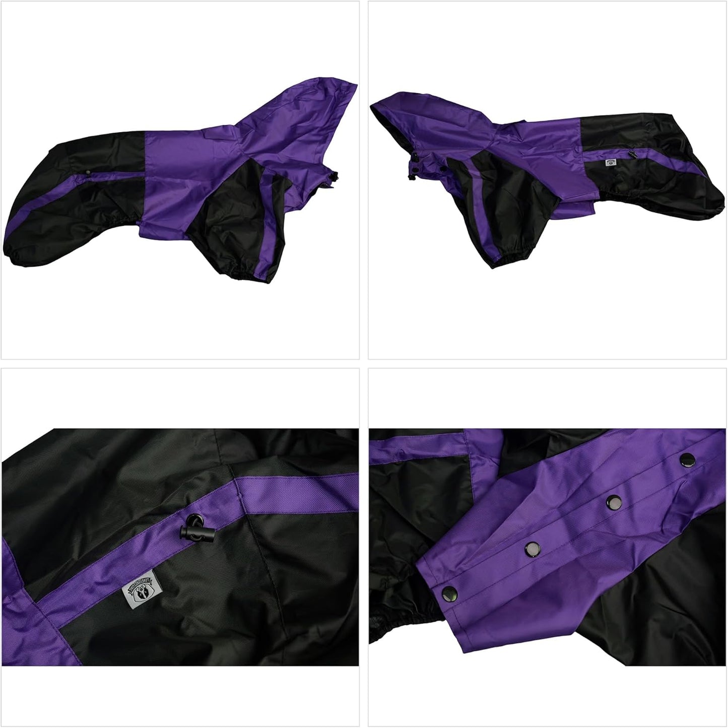 Dog Hooded Raincoat, Small Dog Rain Jacket Poncho Waterproof Clothes with Hood Breathable 4 Feet Four Legs Rain Coats for Small Medium Large Pet Dogs Purple L