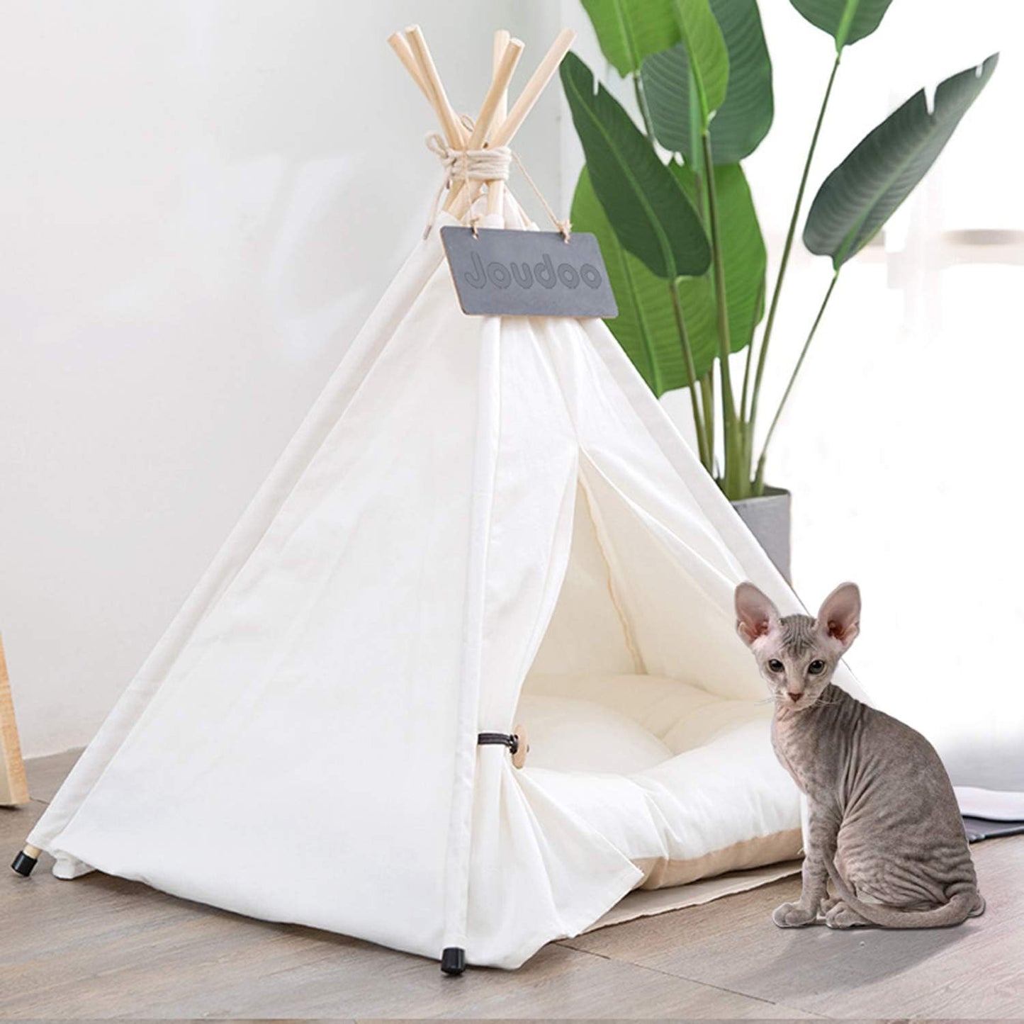 Pet Teepee Tent for Small Dogs or Cats Portable Puppy Sweet Bed Washable Dog or Cat Houses with Cushion