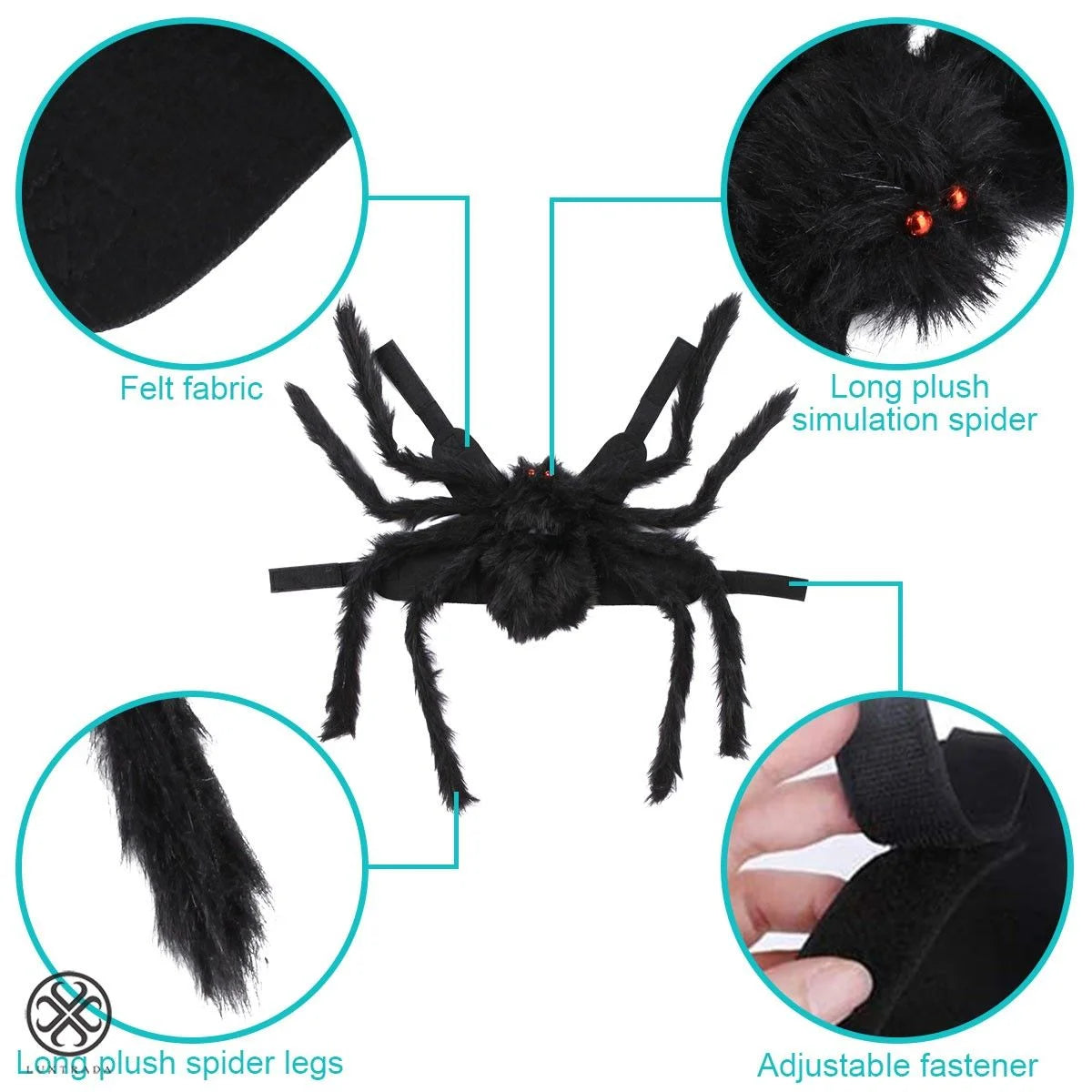 Halloween Dogs Cats Costume Furry Giant Simulation Spider Pets Outfits Cosplay Dress up Costume Halloween Pets Accessories Decoration for Dogs Puppy Cats