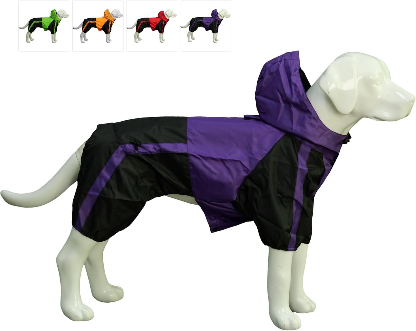 Dog Hooded Raincoat, Small Dog Rain Jacket Poncho Waterproof Clothes with Hood Breathable 4 Feet Four Legs Rain Coats for Small Medium Large Pet Dogs Purple L