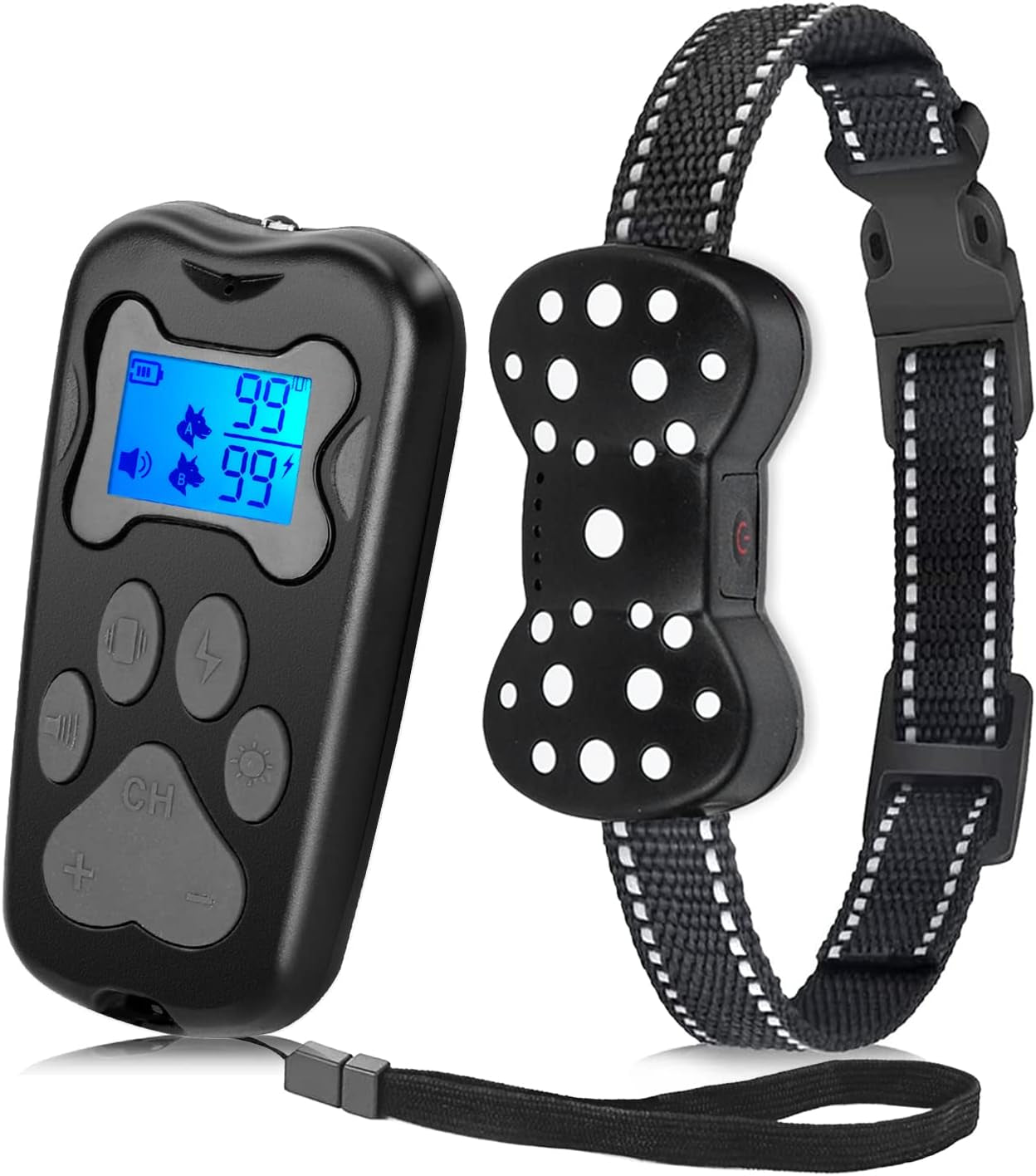 Dog Training Collar, 3000Ft Remote Range Shock E-Collar with Beep Vibration and Shock Training Modes, for Small Medium Large Dogs (Black)