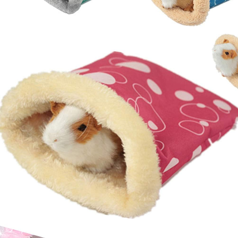 Plush Hamster Sleeping Bag Warm Small Pet Sleep Sack Cage Nest Bed for Hamster Guinea Pig Hedgehog Rat Chinchillas (Random Color, S)
