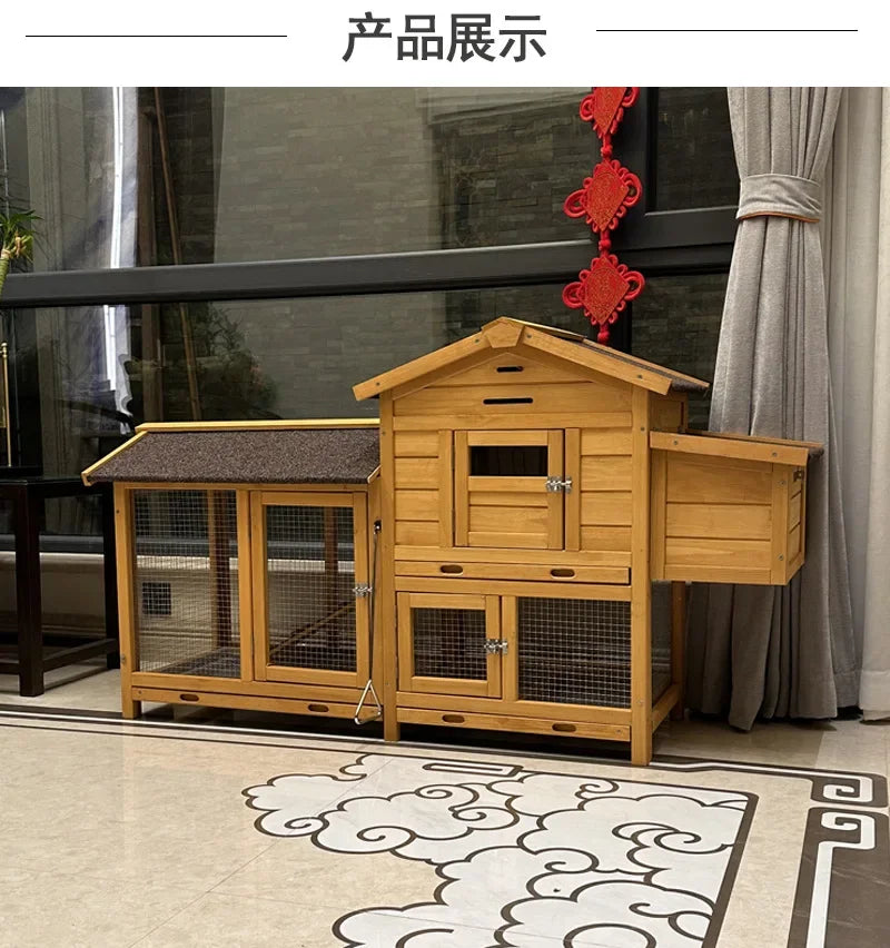 Chicken Coop with Windows Color Wooden Outdoor Dark Green Custom Logo Carton Packing Wood Print Pet Cages, Carriers & Houses G03