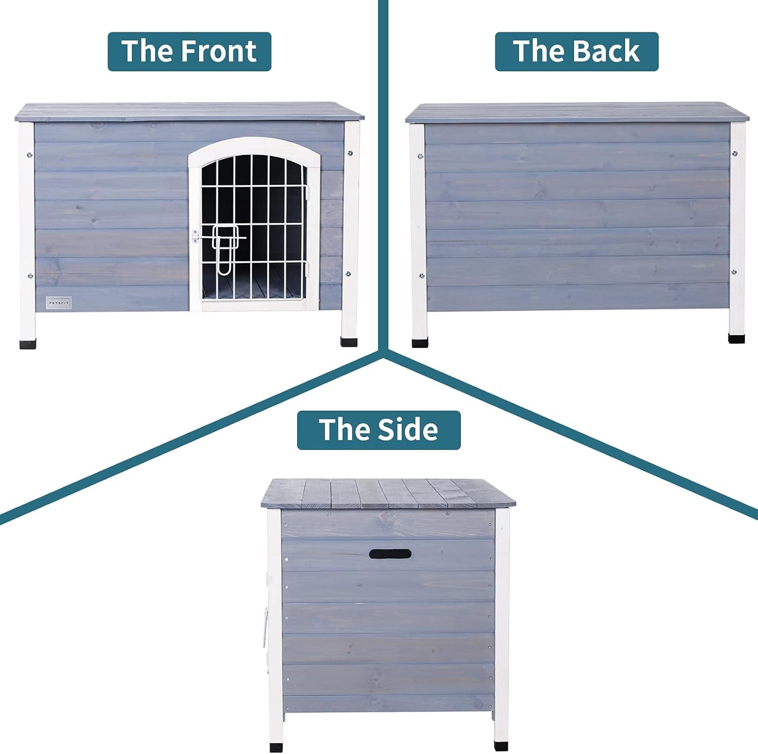 Indoor Dog House Ventilate Wood Cat Houses for Indoor Cats with Elevated Floor&Anti-Slip Bottom