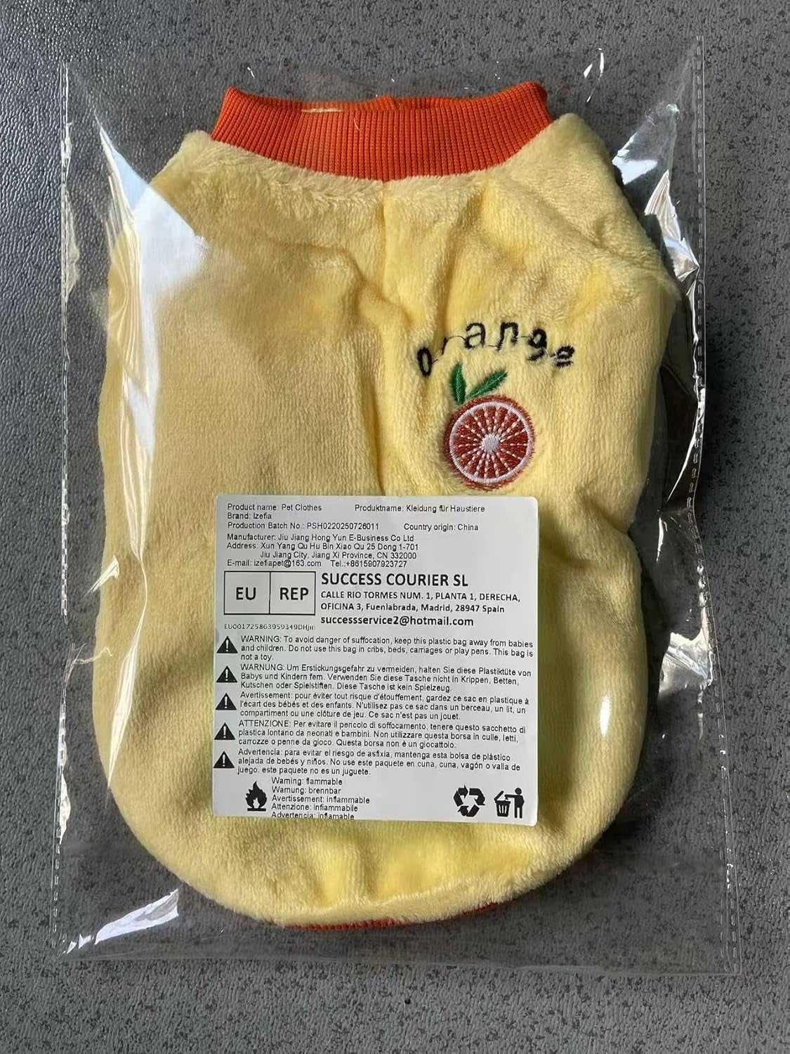 Fleece Dog & Cat Coat - Warm Winter Sweater - Yellow XL