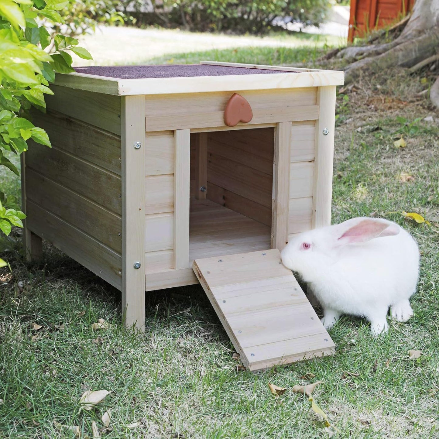 Cat House Outside, Feral Cat House Outdoor Weatherproof Rabbit Hutch Small, Wooden Small Pet House and Habitats -Wine Red