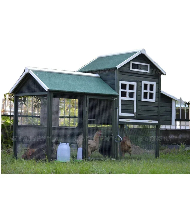 Chicken Coop with Windows Color Wooden Outdoor Dark Green Custom Logo Carton Packing Wood Print Pet Cages, Carriers & Houses G03
