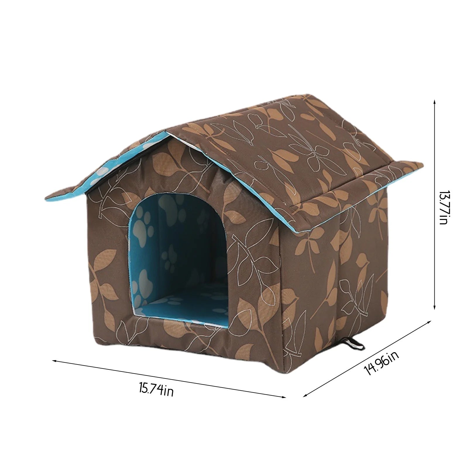 Winter Pet House with Self Warming Pad, Waterproof Outdoor Cat Dog House Foldable Warm Pet Cave for Winter Wild Animal Tent Bed, Outdoor Indoor Heat Insulated Shelter Enclosure for Pet