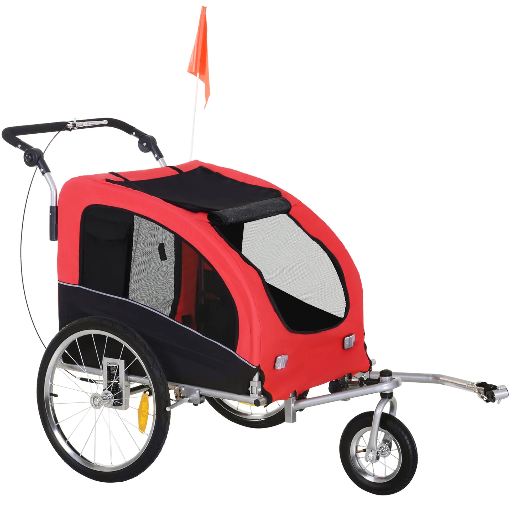 Aosom 2-In-1 Bicycle Trailer for Small Dogs with Canopy, Red