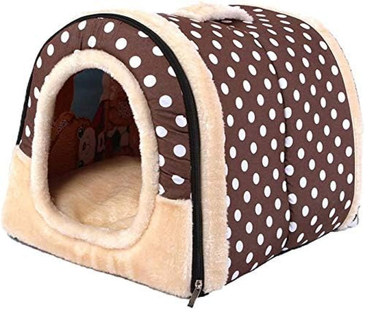 Pet Supplies Portable Indoor Pet House Dog Tent,Small Brown Polka Dots Dog House,Cat Houses for Outdoor Cats (Brown Dot,Medium)
