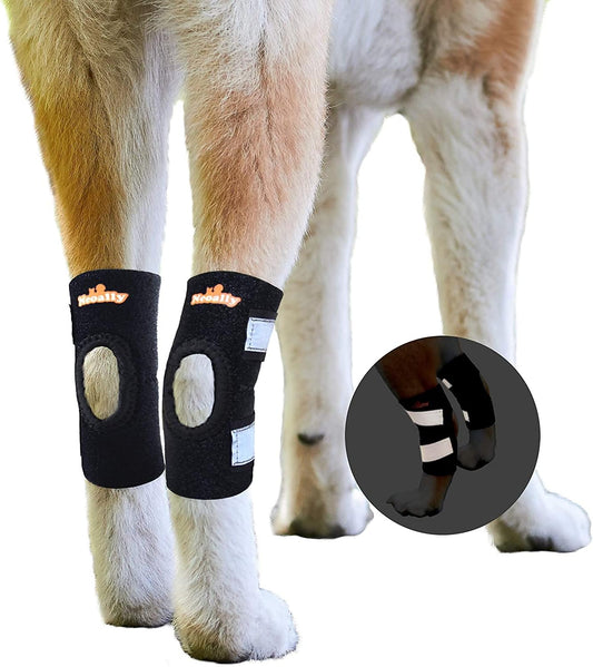 Cat and Dog Ankle Brace Pair Canine Rear Leg Hock Support with Safety Reflective Straps for Hind Leg Wounds Heal and Injuries and Sprains from Arthritis (M Pair)