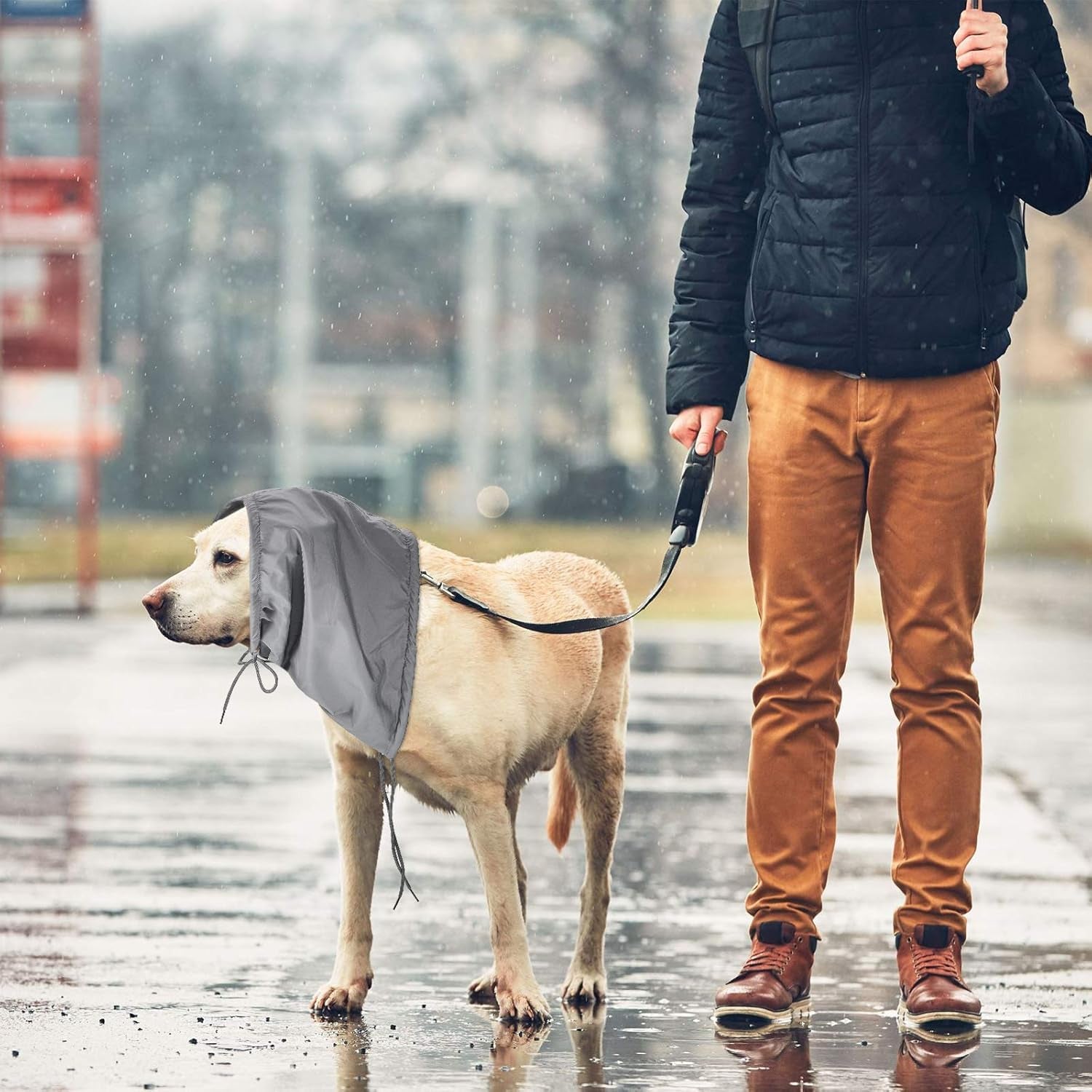 2 Pieces Waterproof Dog Snood Dog Neck and Ears Warmer Reflective Neck Ear Scarf Snood Headband Scruff Winter Headwear(Medium)