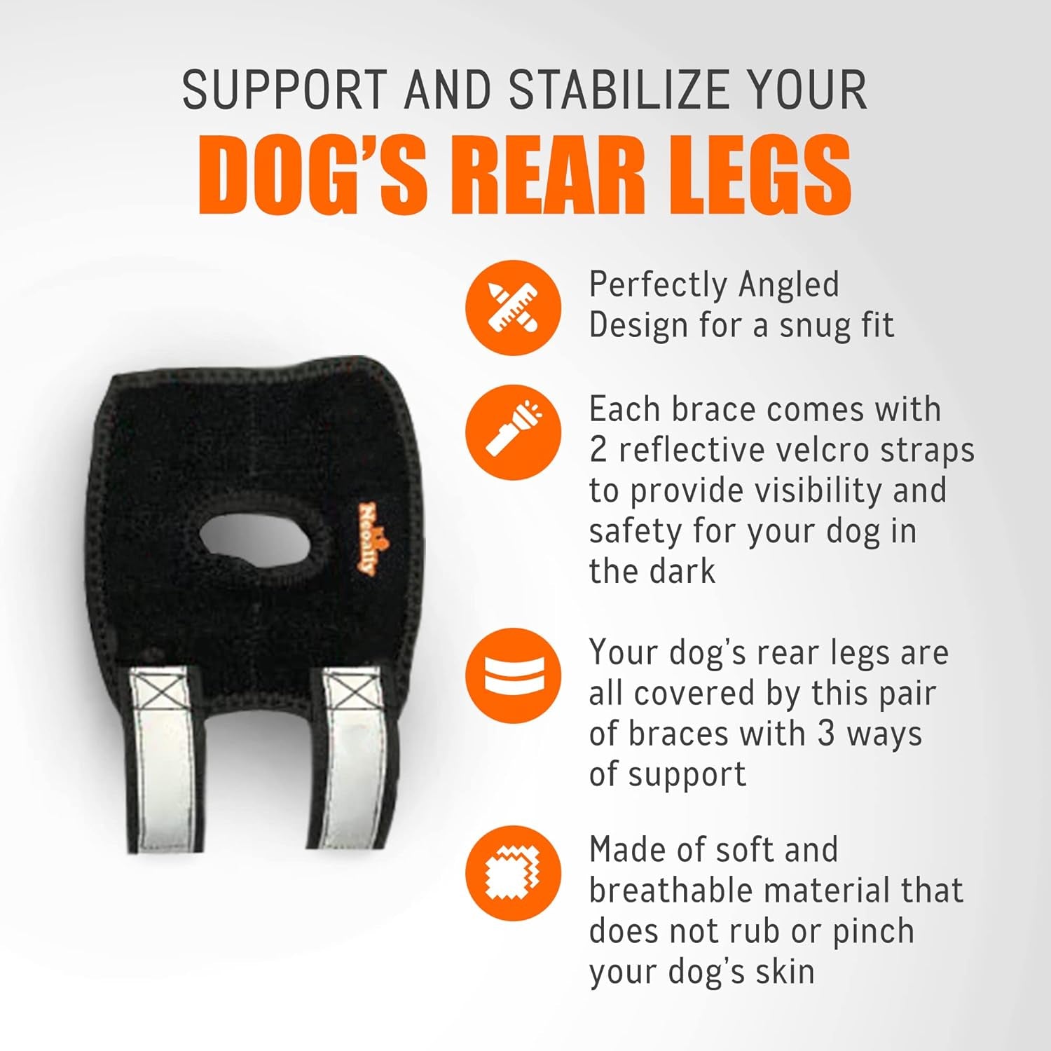 - 3-In-1 Short Rear Leg Hock Brace, Dog Leg Brace for Rear Leg with Rigid & Spring Inserts, Hock and Ankle Support, Dog Leg Sleeve with Reflective Straps, Small, 1 Pair