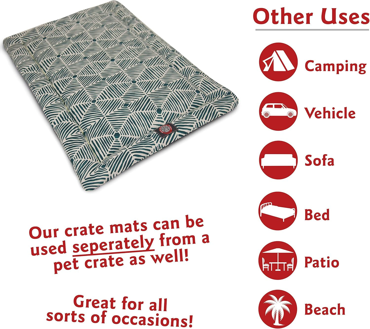 42" Charlie Emerald Green Crate Dog Bed Mat by  Products