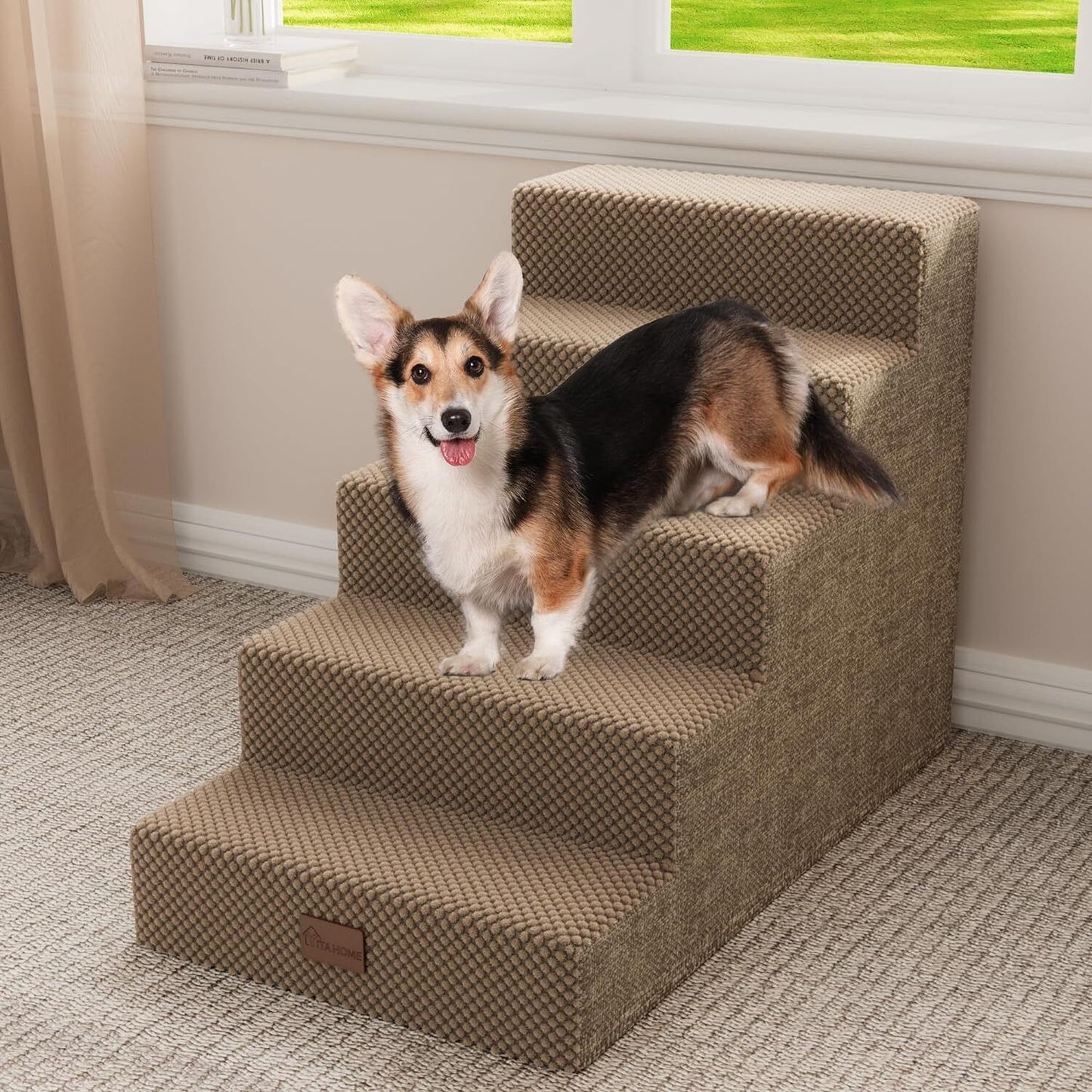 Small Dog Stairs Pet Stairs Pet Steps for Bed and Couch with Support Boards