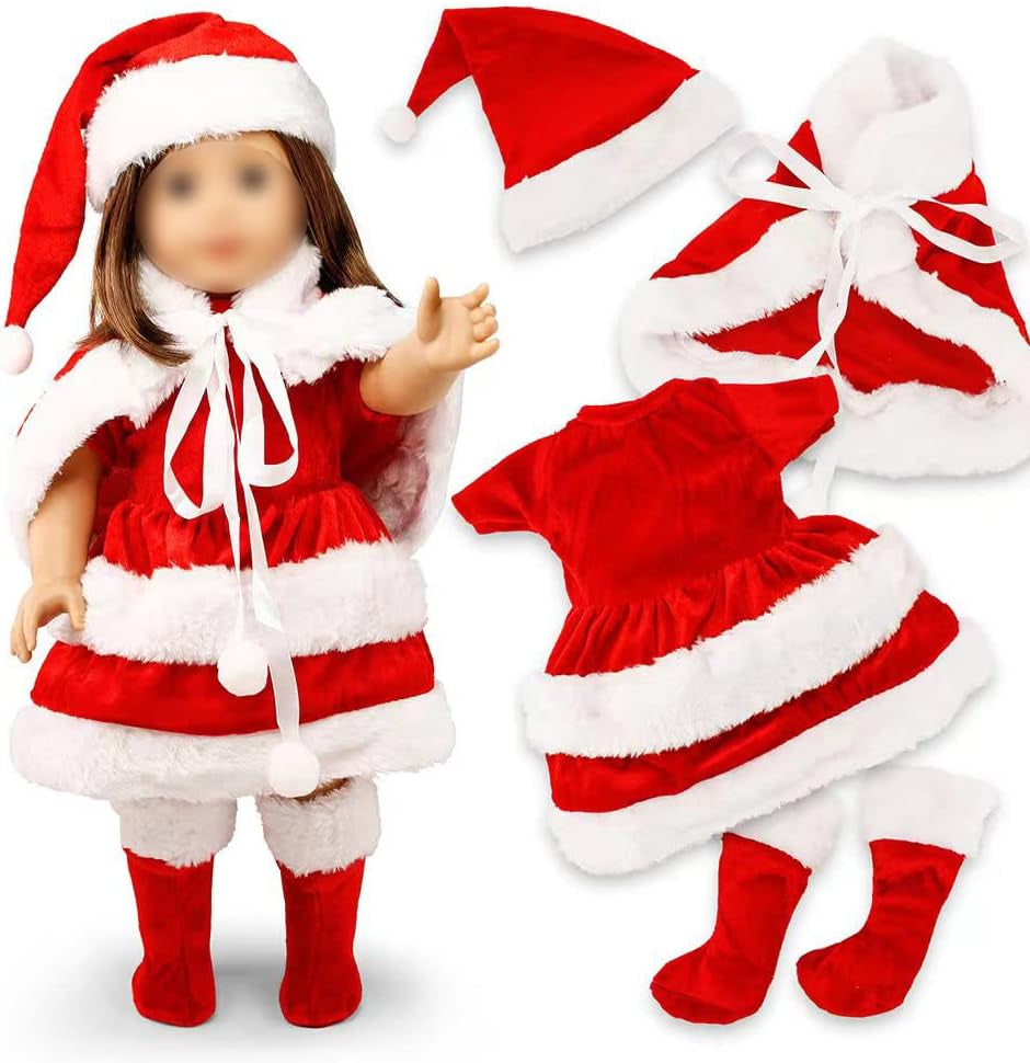 Doll Clothes for American Girl 18” Inch Dolls Wardrobe Makeover Outift Christmas Santa Casual Dress Boots Bundle