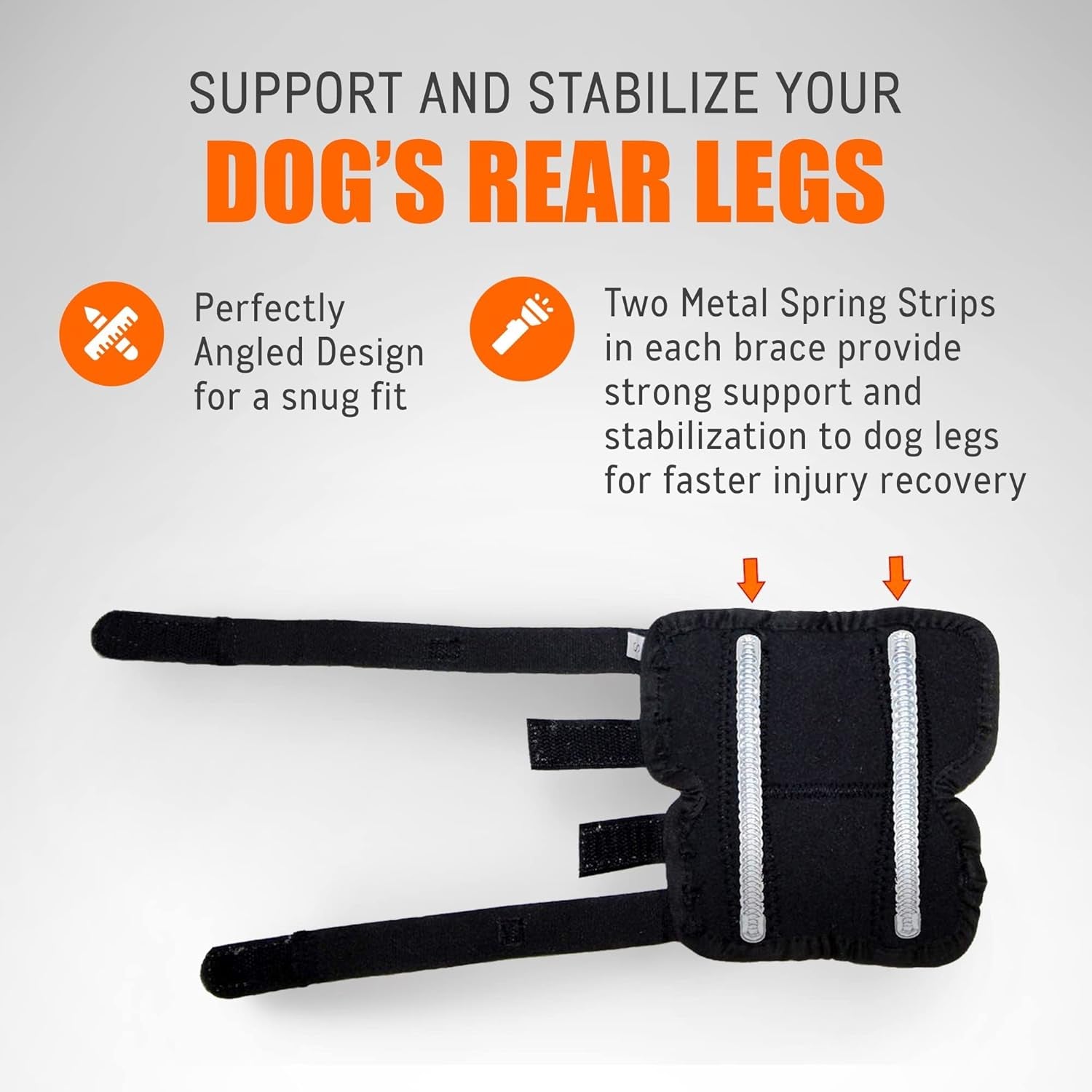 - Rear Leg Hock Brace with Metal Spring Strips, Dog Leg Brace for Rear Leg, Hock & Ankle Support, Rear Dog Leg Brace for Large Dogs, Long. (Both Legs, Extra Small)