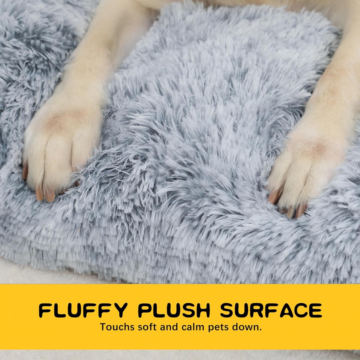 Large Dog Bed Crate Pad Mat for Cages Washable Bed for Large Medium Size Dog Soft Kennel Pad Anti-Slip Pet Bed,35" X 23",Grey