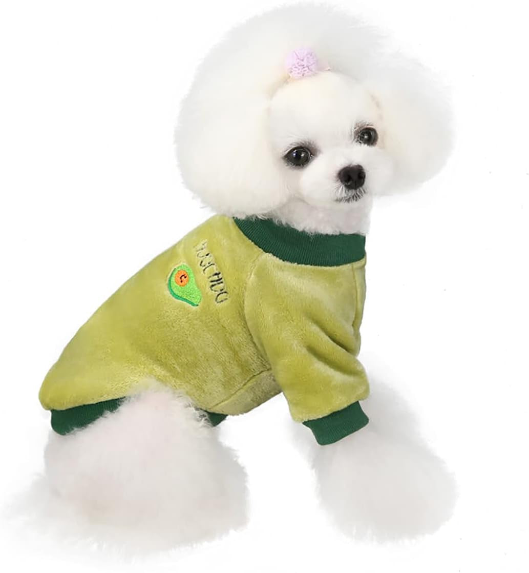 Fruit Pajamas Fleece Cat & Dog Sweater - Warm Green M Cat, Small & Medium Dog Winter Coat