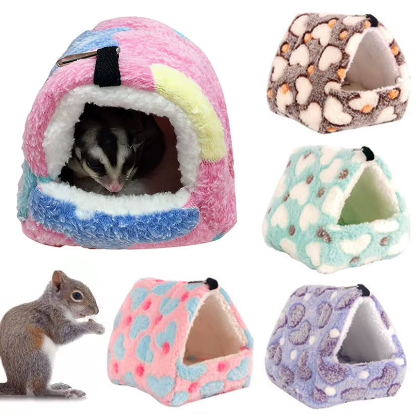 NONOR Hamster House Warm Soft Beds and Houses Rodent Cage Printed Hammock for Rats Cotton Guinea Pig Accessories Small Animal