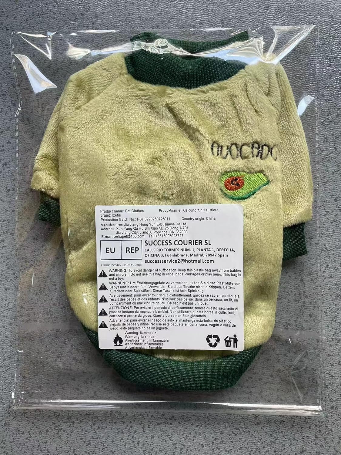 Fruit Pajamas Fleece Cat & Dog Sweater - Warm Green M Cat, Small & Medium Dog Winter Coat