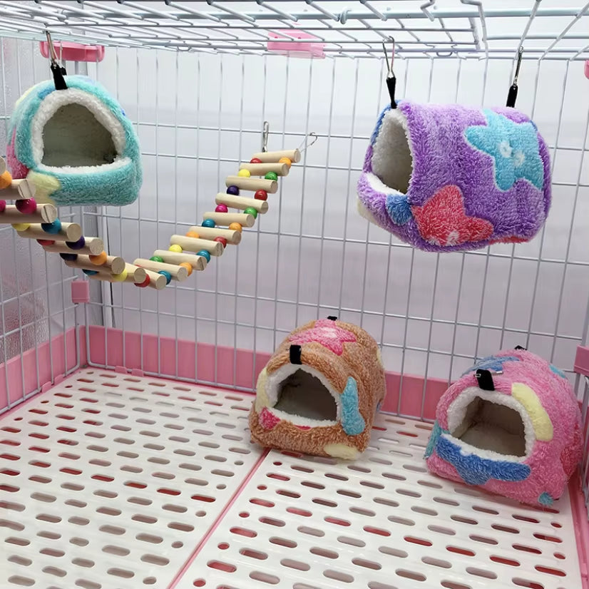 NONOR Hamster House Warm Soft Beds and Houses Rodent Cage Printed Hammock for Rats Cotton Guinea Pig Accessories Small Animal