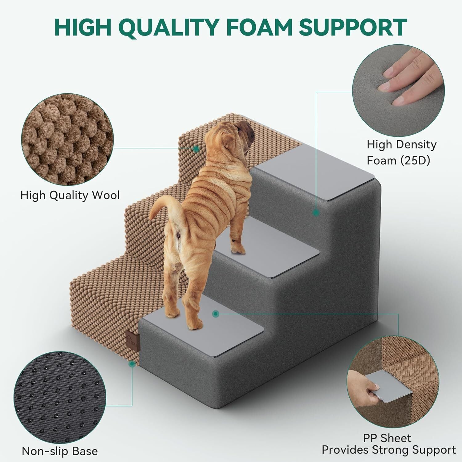Small Dog Stairs Pet Stairs Pet Steps for Bed and Couch with Support Boards