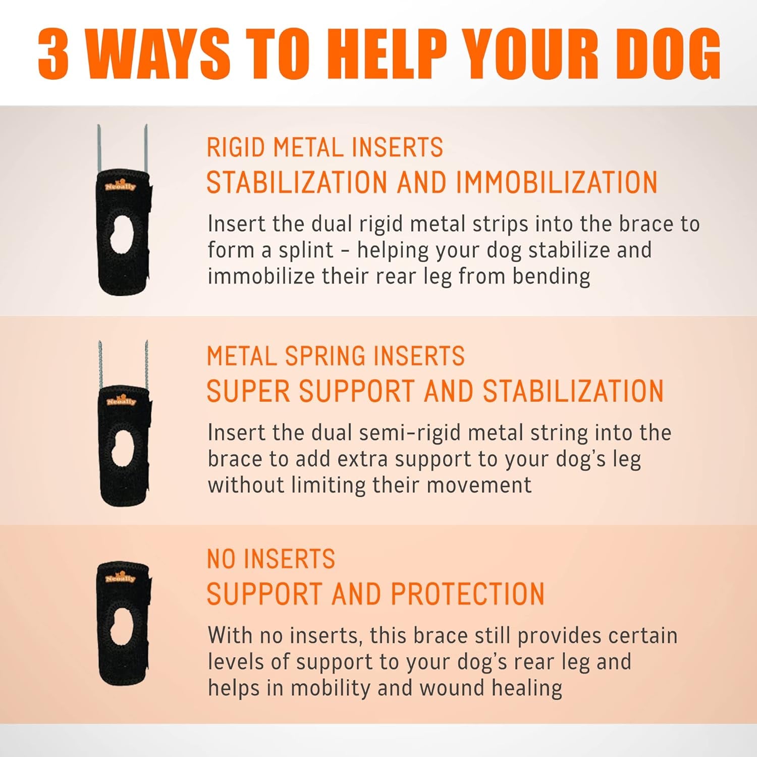- 3-In-1 Short Rear Leg Hock Brace, Dog Leg Brace for Rear Leg with Rigid & Spring Inserts, Hock and Ankle Support, Dog Leg Sleeve with Reflective Straps, Small, 1 Pair
