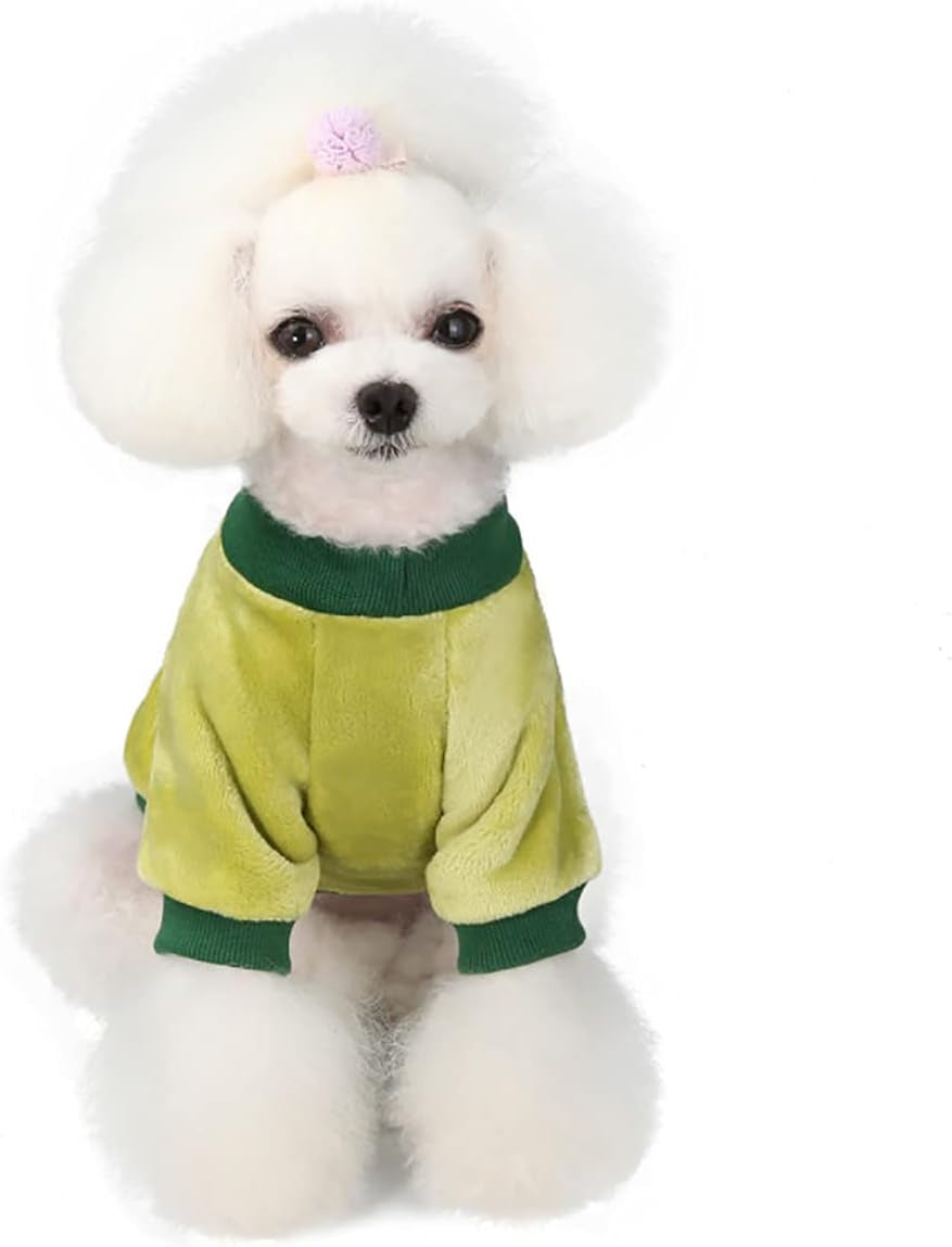 Fruit Pajamas Fleece Cat & Dog Sweater - Warm Green M Cat, Small & Medium Dog Winter Coat