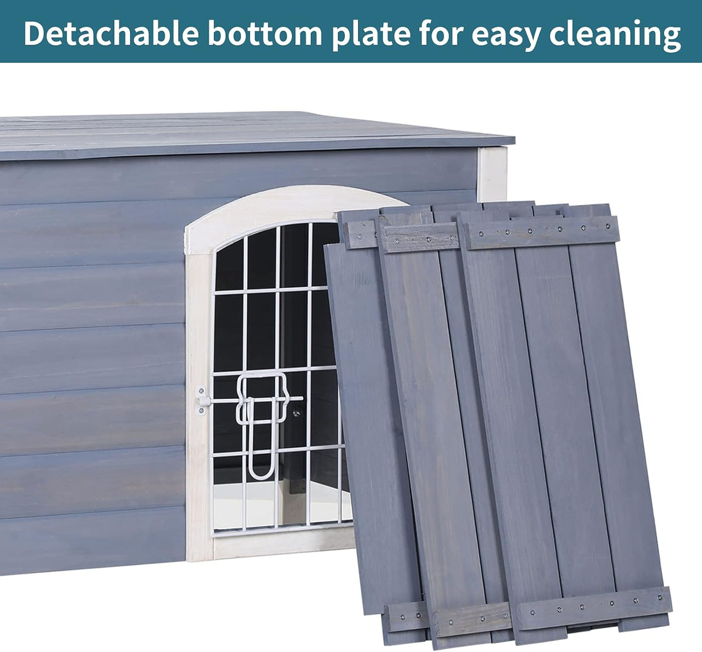 Indoor Dog House Ventilate Wood Cat Houses for Indoor Cats with Elevated Floor&Anti-Slip Bottom