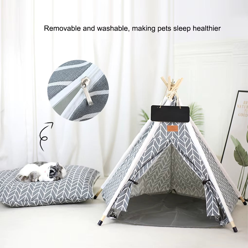 Pet Teepee, Portable Pet Tents for Small Dogs or Cats, Puppy Sweet Bed Washable Dog or Cat Houses with Cushion Many Colors