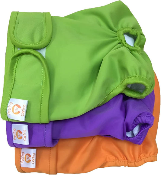 Dog Diapers Washable & Reusable Female Dog Diapers Materials Durable Machine Washable Solution for Pet Incontinence and Long Travels - 3 Pack Set (S, Solid)