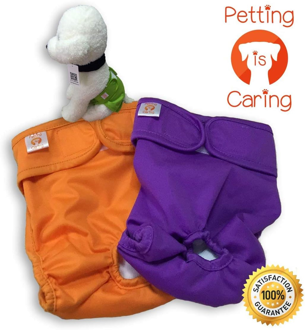 Dog Diapers Washable & Reusable Female Dog Diapers Materials Durable Machine Washable Solution for Pet Incontinence and Long Travels - 3 Pack Set (S, Solid)