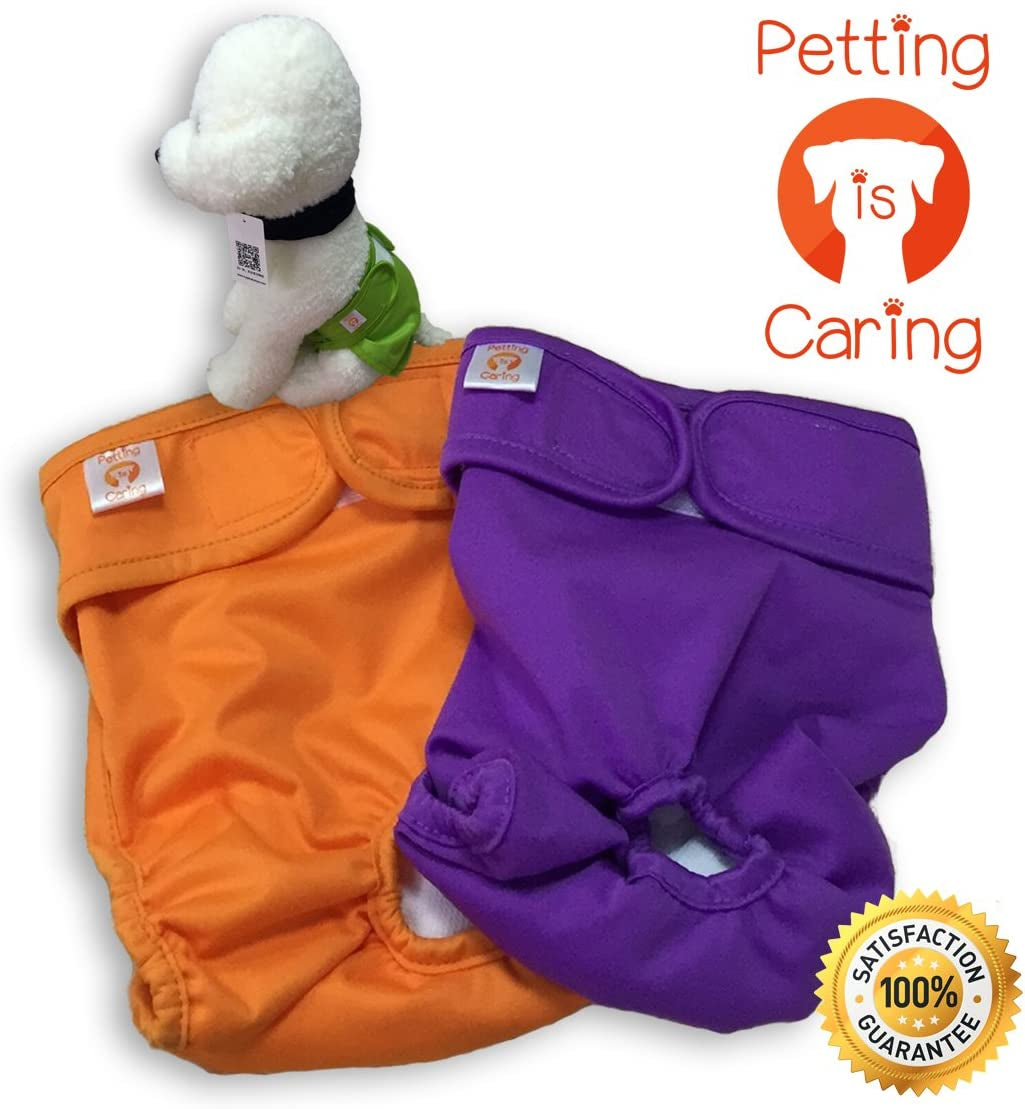 Dog Diapers Washable & Reusable Female and Male Dog Diapers Materials Durable Machine Washable Solution for Pet Incontinence and Long Travels - 3 Pack Set (XS, Solid)