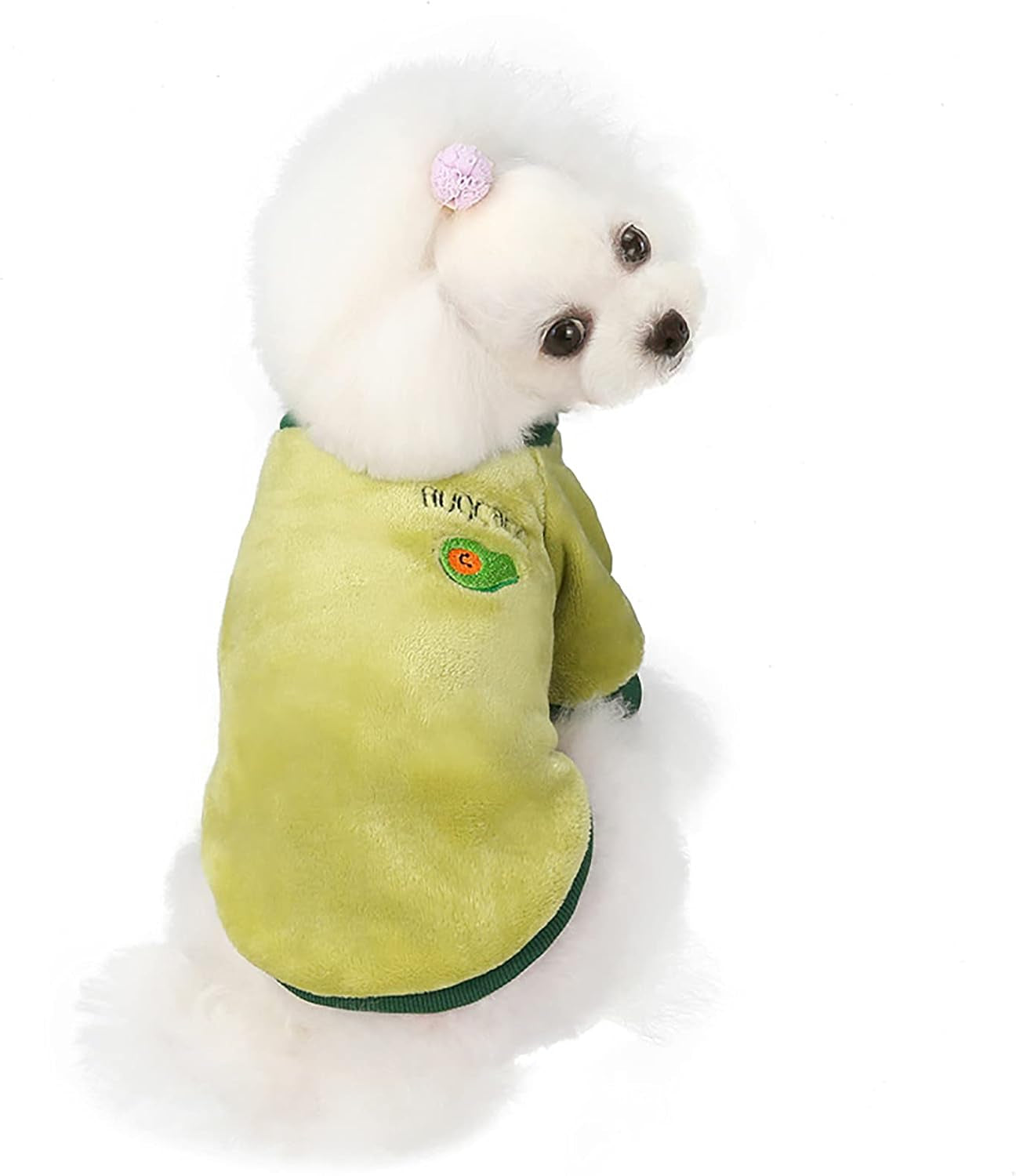 Fruit Pajamas Fleece Cat & Dog Sweater - Warm Green M Cat, Small & Medium Dog Winter Coat