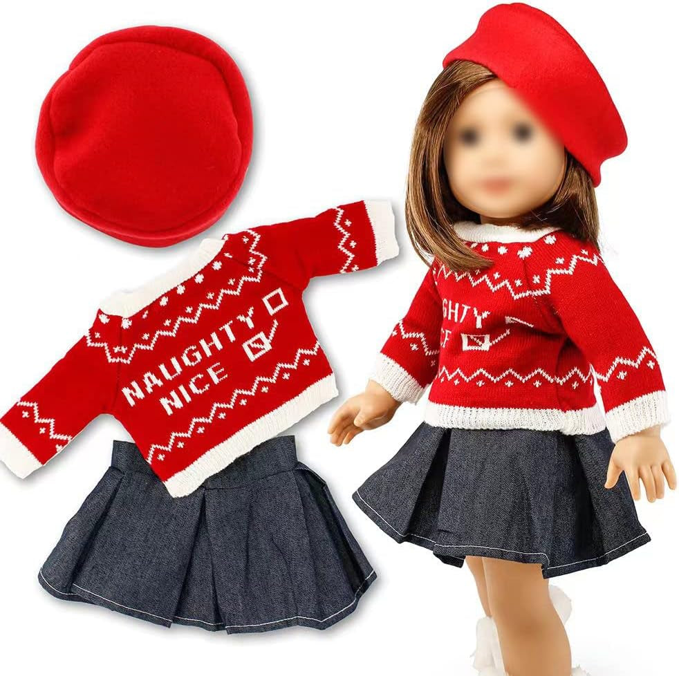 Doll Clothes for American Girl 18” Inch Dolls Wardrobe Makeover Outift Christmas Santa Casual Dress Boots Bundle