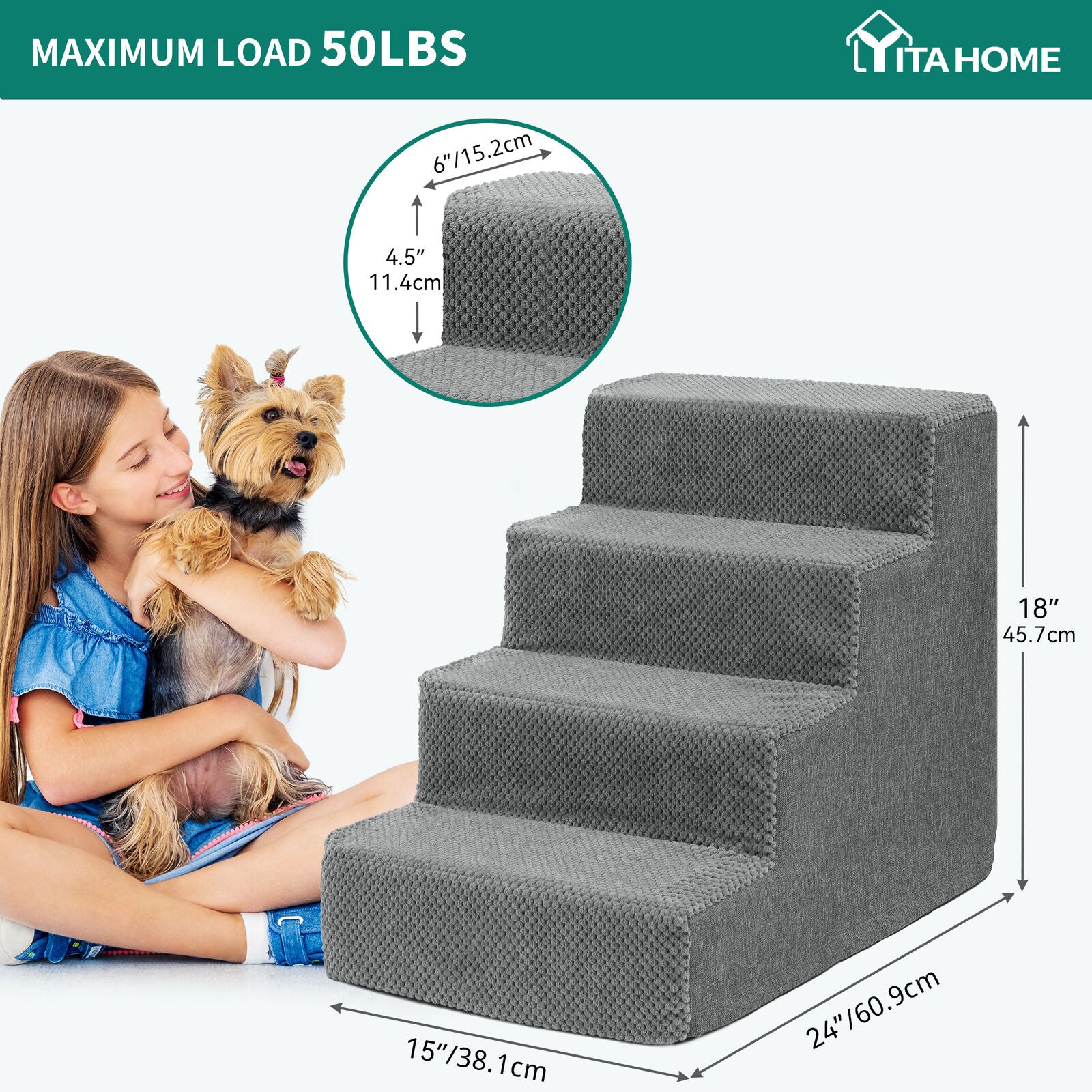Small Dog Stairs Pet Stairs Pet Steps for Bed and Couch with Support Boards