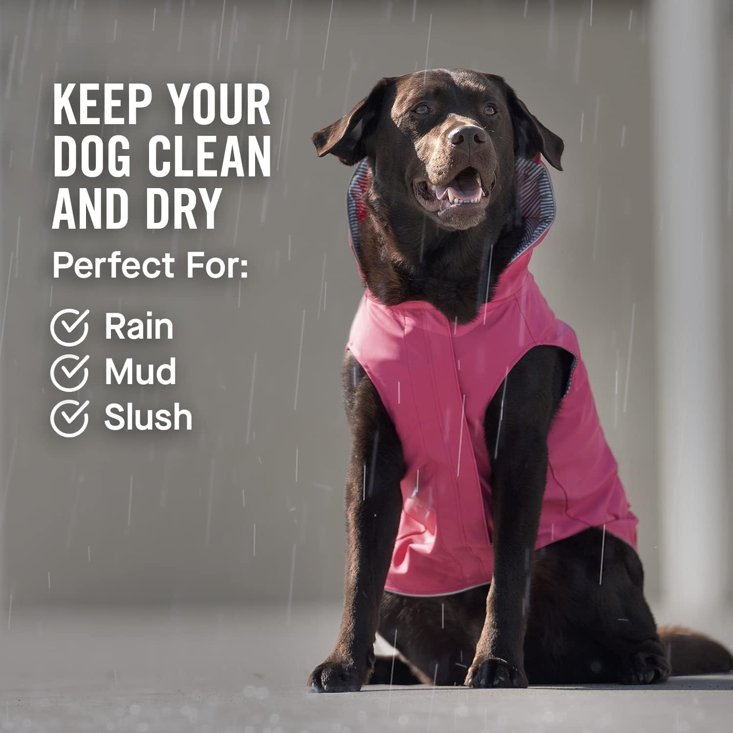 Torrential Tracker Dog Rain Jacket - Easy On, Adjustable Full Body Coverage, Waterproof, Functional Pockets, Reflective Trim Rain Coat for Dogs, Great for Dogs