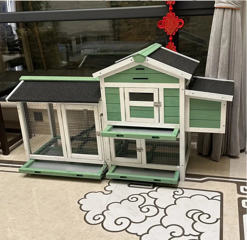 Chicken Coop with Windows Color Wooden Outdoor Dark Green Custom Logo Carton Packing Wood Print Pet Cages, Carriers & Houses G03