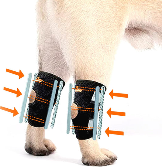 - 3-In-1 Short Rear Leg Hock Brace, Dog Leg Brace for Rear Leg with Rigid & Spring Inserts, Hock and Ankle Support, Dog Leg Sleeve with Reflective Straps, Small, 1 Pair