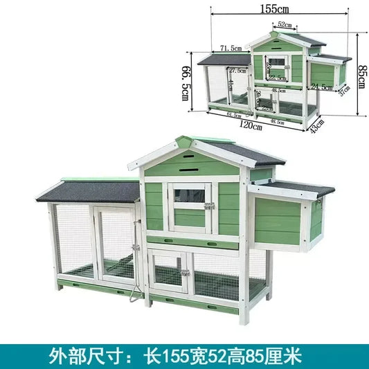 Chicken Coop with Windows Color Wooden Outdoor Dark Green Custom Logo Carton Packing Wood Print Pet Cages, Carriers & Houses G03